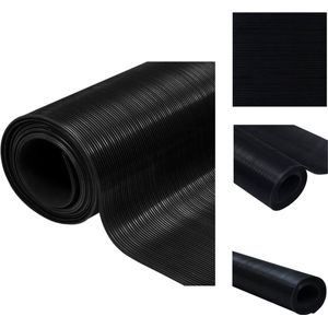 vidaXL Rubberen mat - 5 x 1 m - fijn geribbeld - zwart - Vloer
