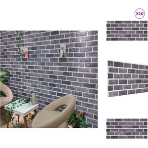 vidaXL 3D-wandpaneel - 3D-wandpanelen - 3D-behang - 3D-behangen - 11 st Wandpanelen 3D zwarte en grijze baksteen EPS