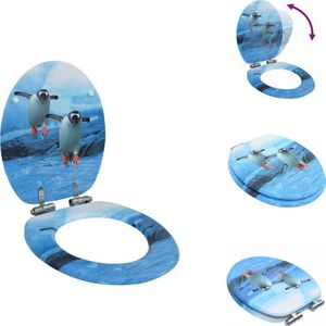 vidaXL Toiletbril - Toiletbrillen - Soft-close Toiletbril - Soft-close Toiletbrillen - Toiletbril met soft-close deksel pinguïn MDF