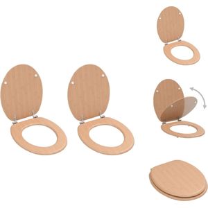 vidaXL toiletbril bamboeontwerp - MDF - chroom-zinklegering - 42.5x35.8 cm - 43.7x37.8 cm - 28x24 cm - 5 cm - verstelbare scharnieren - 2 stuks - Toiletbril