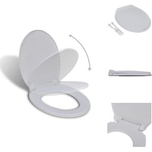 vidaXL Toiletbril - Ovaal - Polypropyleen - Wit - Soft Close - Geschikt voor alle toiletpotten - 46 x 34 cm - Verstelbare scharnieren - Rubberen achterkant - Eenvoudige montage - Toiletbril