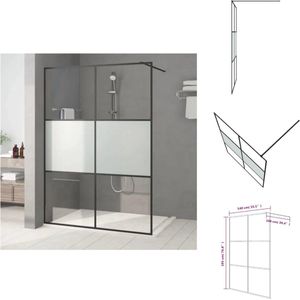 vidaXL Inloopdouchewand - Zwart - (139-140) x 195 cm - 5 mm ESG-glas - Douchewand