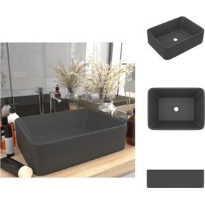 vidaXL Luxe Wasbak - Luxe Wasbakken - Keramische Wastafel - Keramische Wastafels - Wastafel 41x30x12 cm keramiek mat donkergrijs