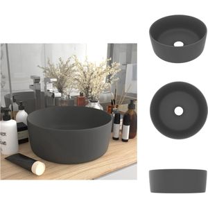 vidaXL Luxe Wasbak - Luxe Wasbakken - Keramische Wastafel - Keramische Wastafels - Wastafel rond 40x15 cm keramiek mat donkergrijs
