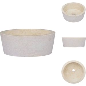 vidaXL Gootsteen - Gootstenen - Wastafel - Wastafels - Gootsteen Ø40x15 cm marmer crèmekleurig