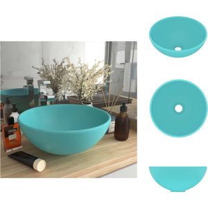 vidaXL Luxe Wasbak - Luxe Wasbakken - Keramische Wastafel - Keramische Wastafels - Wastafel rond 32,5x14 cm keramiek mat lichtgroen