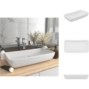 vidaXL Luxe Wasbak - Luxe Wasbakken - Keramische Wastafel - Keramische Wastafels - Wastafel rechthoekig 71x38 cm keramiek matwit