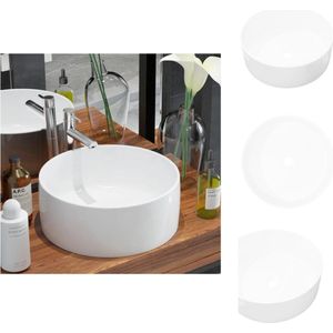 vidaXL Wastafel - Wastafels - Wasbak - Wasbakken - Wastafel rond wit 40x15 cm keramiek