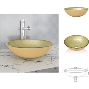 Vidaxl - Waschbecken Hartglas 42 cm Gold - Waschbecken - Hartglas - Badezimmer - Waschplatz - Handwaschbecken