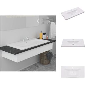 vidaXL Gootsteen - Gootstenen - Wastafel - Wastafels - Inbouwwastafel 81x39,5x18,5 cm keramiek wit