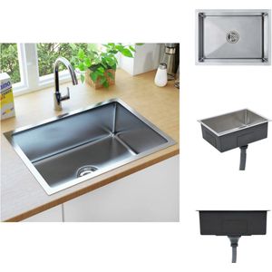 vidaXL Gootsteen - RVS - 59x44x20 cm - Zilver Spoelbak - Inox - Gootsteen - Keukenrenovatie - Wastafel