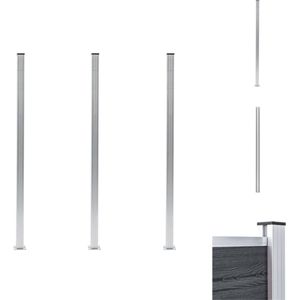 vidaXL Schuttingpalen - Aluminium - Hekplanken 2 cm - 7 x 7 x 185 cm (B x D x H) - Zilver - Hondenhek