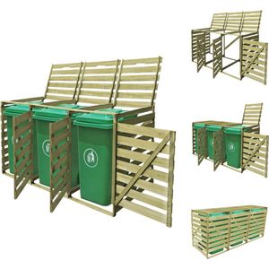 vidaXL Containerberging 3 x 240L - Grenenhout - Groen geïmpregneerd - 218.3 x 92 x 120 cm - Afvalbakberging