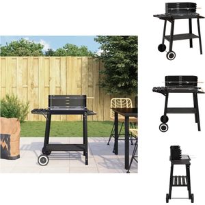 vidaXL Houtskoolbarbecue - Staal - Verstelbare Hoogte - Met Windscherm - Met Schap - Inclusief Barbecueaccessoires - Barbecue