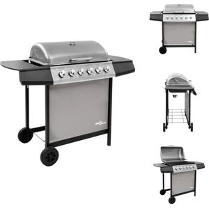 vidaXL Gasbarbecue 6 branders - Gepoedercoat staal en roestvrij staal - 102 x 55 x 98 cm - 12.0 kW - Barbecue