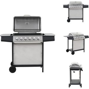 vidaXL Barbecue - Barbecues - Gasbarbecue - Gasbarbecues - Gasbarbecue met 6 kookzones roestvrij staal zilverkleurig