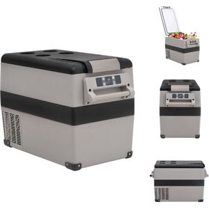 vidaXL Koelbox - Koelboxen - Elektrische Koelbox - Koelbox Auto - Koelbox met handvat 55 L PP &- PE zwart en grijs