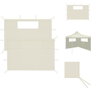 vidaXL Prieelzijwandenset - Partytentwand - Afmetingen- 410 x 210 cm - PVC raam - Crème kleur - Sterk en duurzaam - Partytent