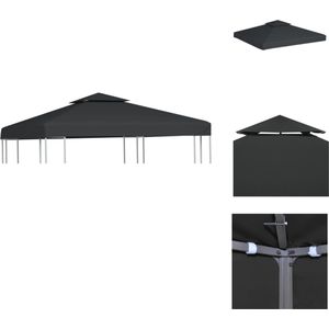 vidaXL Partytent Doek - Partytent Doeken - Partytent Dak - Partytent Daken - Vervangend tentdoek prieel 310 g/m² 3x3 m donkergrijs