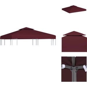 vidaXL Vervangende Prieeldak - 3x3m - Waterbestendig - Versterkte Hoeken - Bordeaux - Partytent