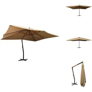 vidaXL Zweefparasol taupe - 400 x 300 cm - UV-beschermend en waterbestendig - Stabiel frame - Handige bediening - Parasol