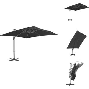 vidaXL Hangende Parasol - Antraciet - 300 x 300 x 258 cm - UV-beschermend - Polyester - Inclusief Kruisvoet - Verstelbaar - Parasol