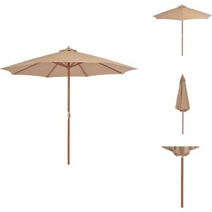 vidaXL Parasol - Houten - 300x250 cm - UV-beschermend - Zwengelsysteem - Parasol