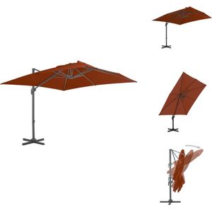 vidaXL Hangende Parasol - Terracotta - 300 x 300 x 258 cm - UV-beschermend polyester - Parasol