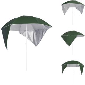 vidaXL Strandparasol - Groen - 190 x 202/218 cm (ø x H) - Zonwerende coating - Uv-bescherming - Waterbestendig - Parasol