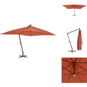 vidaXL Hangende Houten Parasol - Tuinparasol 400x300x285 cm - Terracotta - Parasol