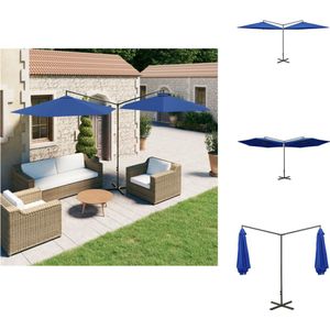 vidaXL Tuinparasol Dubbel - 600x290x260 cm - Polyester - Azuurblauw - Parasol