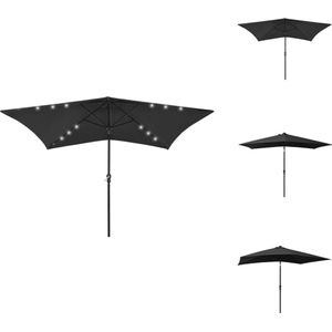 vidaXL parasol SolarLED - 200x300x247 cm - zwart polyester en staal - Parasol