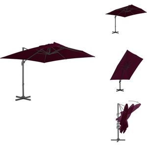 vidaXL Hangende Parasol - Bordeauxrood - 300x300x258 cm - UV-beschermend polyester - Parasol