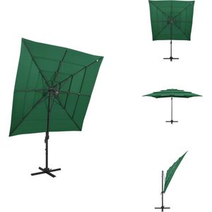 vidaXL Parasol - Groen - 250 x 250 x 246 cm - UV-beschermend polyester - Parasol