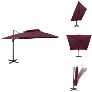 vidaXL Tuinparasol - Bordeauxrood - 300x300x258 cm - Aluminium paal - Kantelbaar en 360 graden draaibaar - Parasol