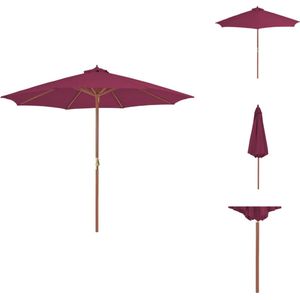 Sonnenschirm mit Holz-Mast 300 cm Bordeauxrot - Gartenschirm - Sonnenschirm - Holzschirm - Outdoor Möbel - Sommergarten
