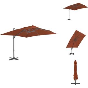 vidaXL Hangende Parasol - Terracotta - 400 x 300 x 268 cm - UV-beschermend - Kantelbaar - Parasol