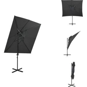 vidaXL Tuinparasol - vidaXL - 250 x 250 x 253 cm - Antraciet - UV-beschermend polyester - Parasol