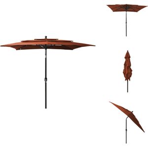 vidaXL 3-laagse parasol Terracotta - 250 x 250 x 260 cm - UV-beschermend polyester - Parasol