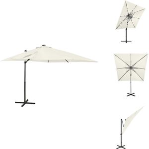 vidaXL Zweefparasol - Zweefparasols - Parasol - Tuinparasol - Zweefparasol met paal en LED-verlichting 250 cm zandkleurig