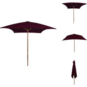 vidaXL Parasol Bordeauxrood 200x300x250cm - UV-beschermend polyester - 38mm paaldiameter - Houten frame - Parasol