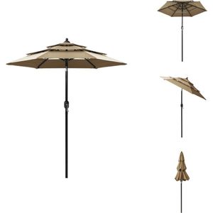 Sonnenschirm mit Aluminium-Mast 3-lagig Taupe 2 m - Gartenschirm - Sonnenschirm - Outdoor-Schirm - Polyester-Schirm - Aluminiumschirm