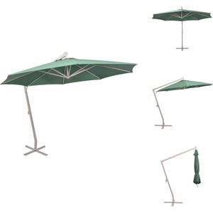 vidaXL Parasol 350 cm - aluminium paal - groen - waterdicht - Parasol