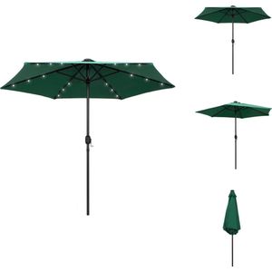 vidaXL Tuinparasol - LED Verlichting - Groen - 270 x 236 cm - Polyester - Parasol