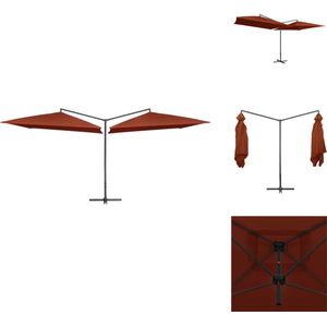 vidaXL Dubbele Parasol - Terracotta - 485 x 250 x 260 cm - UV-beschermend - Eenvoudig te monteren - Parasol