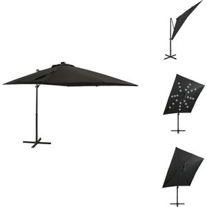 vidaXL Tuinparasol LED - Zwart - 250 x 230 cm - Aluminium - Parasol