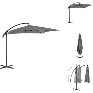 vidaXL Zweefparasol - Zweefparasols - Tuinparasol - Balkon Parasol - Zweefparasol met stalen paal 250x250 cm antraciet