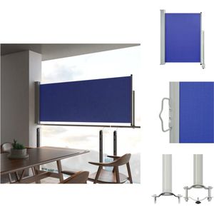 vidaXL Zijscherm - Polyester - 100 x 0-300 cm - Blauw - Grijze Standaard - Parasol