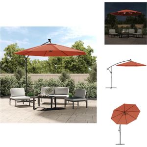 vidaXL Hangende Parasol - Terracotta - 300 x 254 cm - LED-verlichting - Parasol