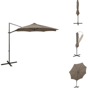 Ampelschirm mit LED-Beleuchtung 300 cm Taupe - Sonnenschirm - Gartenmöbel - Terrasse - Außenbeleuchtung - LED-Schirm